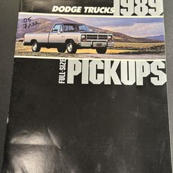 1989 Dodge Trucks Full-Size PickUps Dealership Brochure 18 Pages. Great condition. Writing on Front Cover!