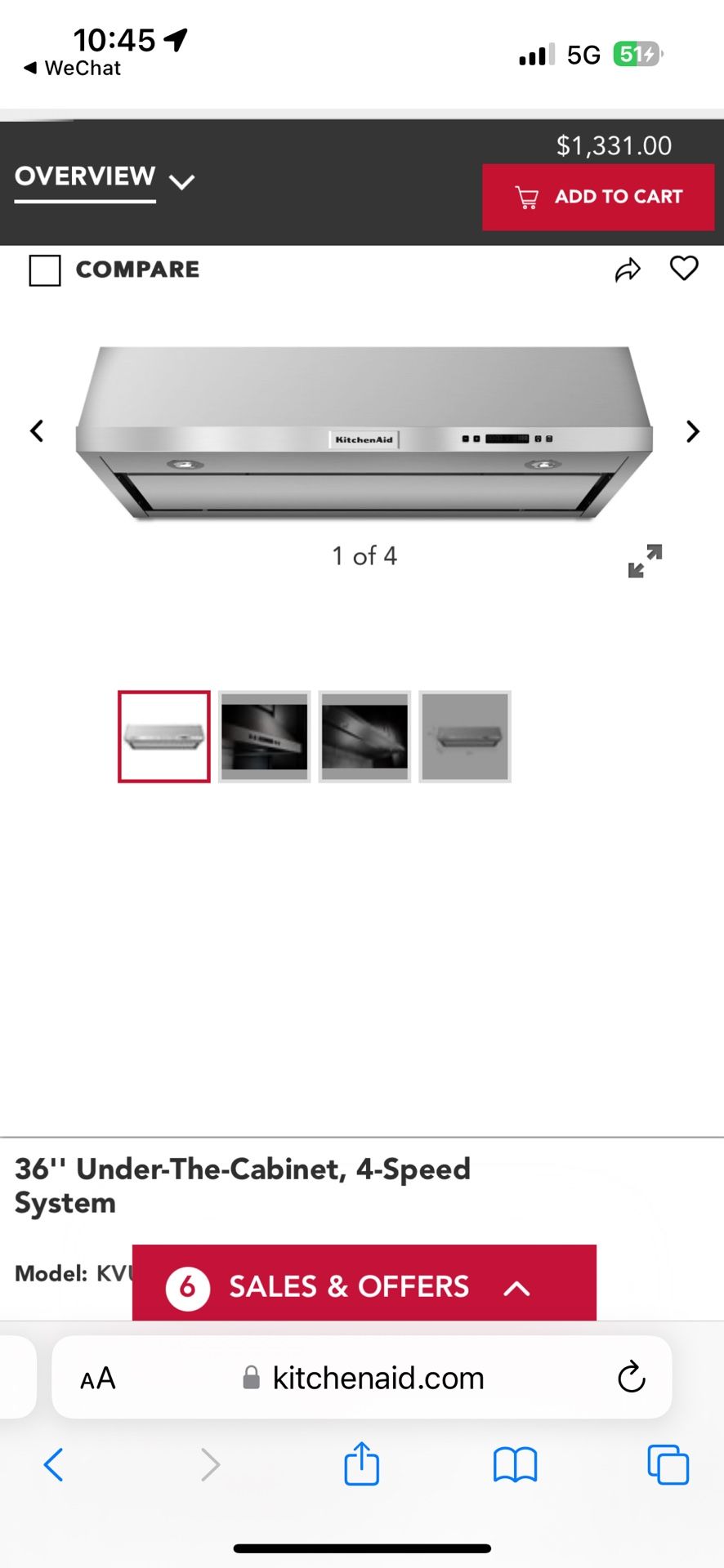Kitchenaid 36"' Under-The-Cabinet Hood