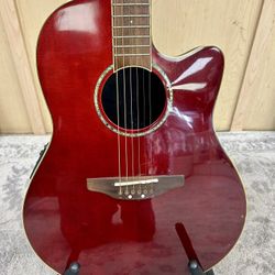 Used Ovation ruby red Acoustic Electric Guitar