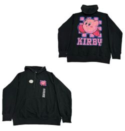 Kirby Nintendo Black Pullover Hoodie Sweatshirt Mens Medium New