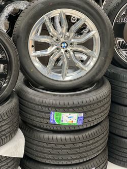 19” BMW  X5  X4 x3  Oem rims  Stamp bmw 5x112mm Rims tires  Chrome  $880—- cash carry w tires as  255-55-19 ms