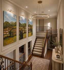 Set of 3 Large Hand-Painted Tuscan Landscape Canvases – 64” x 84” Each
