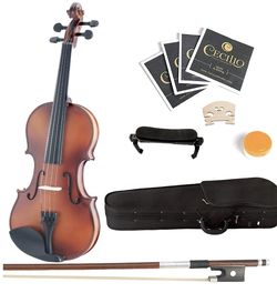 Mendini Solid Wood Violin with Hard Case, Bow, Rosin and Extra Strings