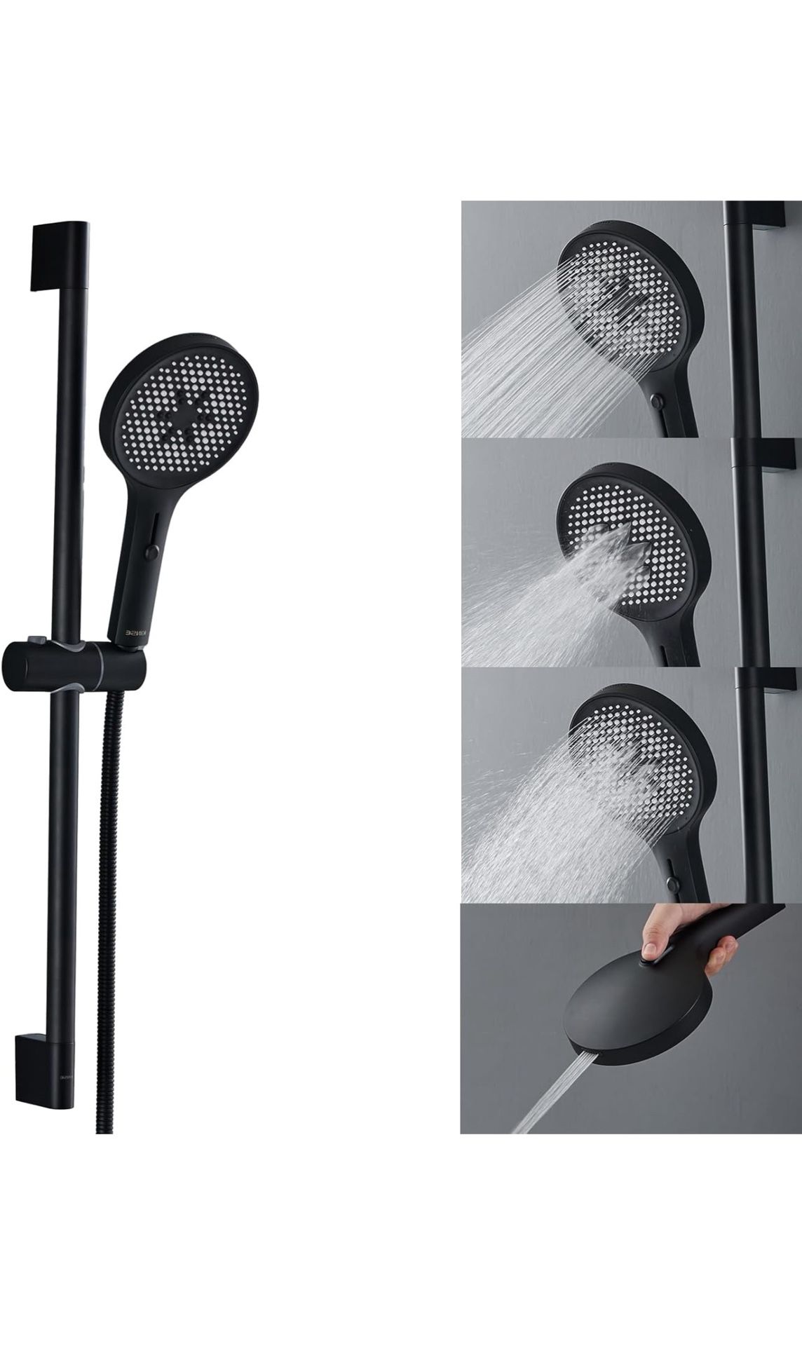 5-inch Hand Shower with 27.4-inch Slide Bar, 4-Function Adjustable Shower Head with Wall Mount, Built-In Power Wash for Tubs, Tile, and Pets