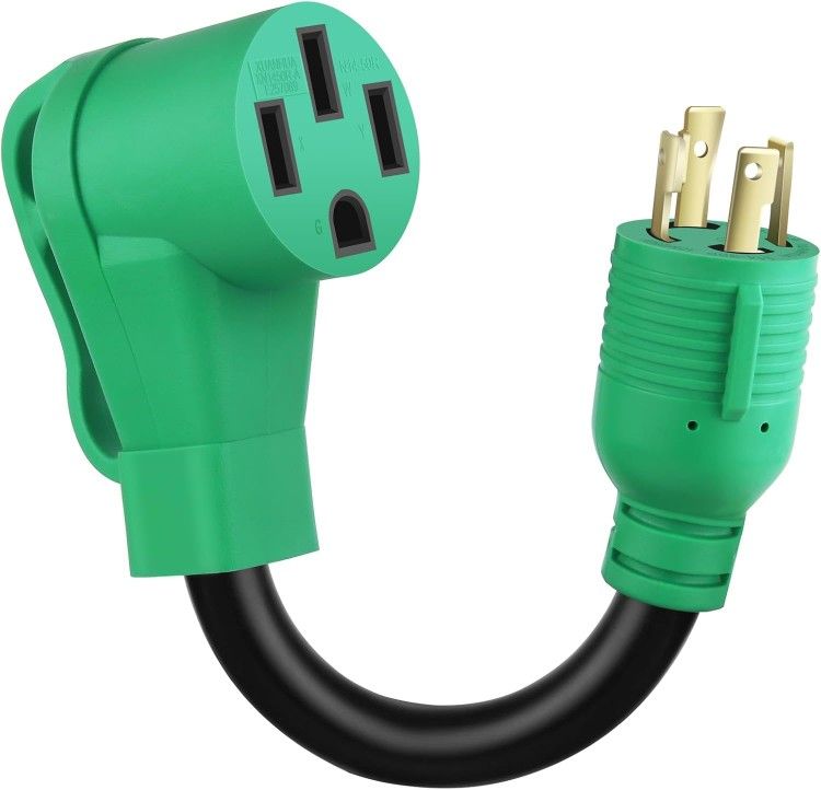 13 Inch 30 Amp to 50 Amp RV Generator Adapter Cord, 4-Prong L14-30P Locking Male Plug to 14-50R Amp Female with Handle