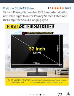 Computer Privacy Screen -32 Inch Diagonal