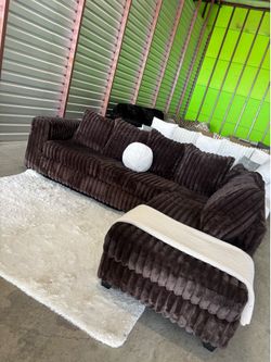 LIKE NEW brown corduroy sectional sofa couch (DELIVERY AVAILABLE)
