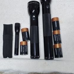 Maglite Flashlight Bundle Qty 3 Loaded With Duracell