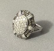 Sterling Silver Ring w/approx. 1 Ct Chocolate & White Diamonds