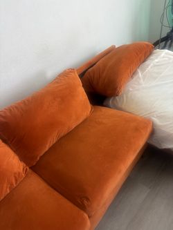 Orange Velvet Sofa Couch