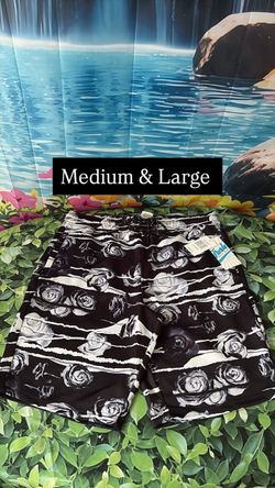 Black & White Rose Print Board Shorts
