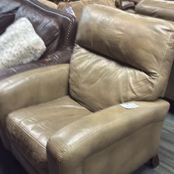 Tan Leather Style Recliner 