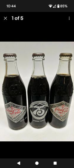 Lot of 3 - 10 OZ COCA COLA COMMEMORATIVE BOTTLES 75TH ANNIVERSARY