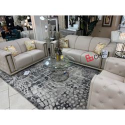 Modern  2 Pc Living Room Sofa And Loveseat Set