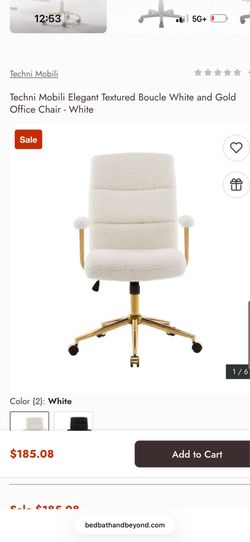 Techno Mobili Elegant Texture White/ Gold Boucle Office Chair