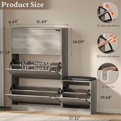 Shoe cabinet with bench
