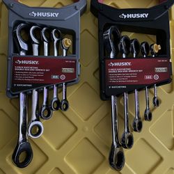 2- Husky 5pc. Ratcheting Box Wrenches MM& SAE