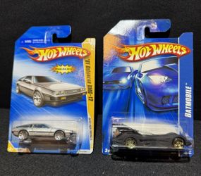 Hot Wheels 2006 Mainline #207 Batmobile Flat Black & 81  DeLorean  DMC-12
