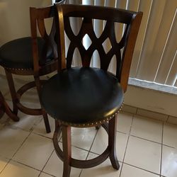Six Real Wood & Leather Designer Stools