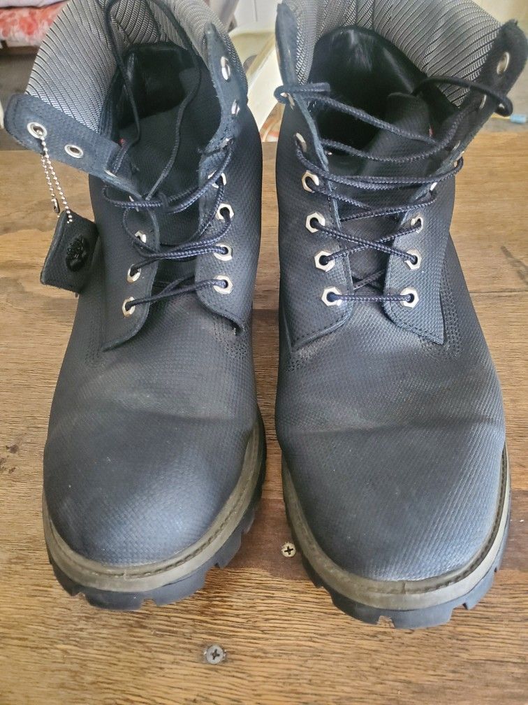 New Nice Men's Black Leather Work Boots Made By Timberland Waterproof Size 14