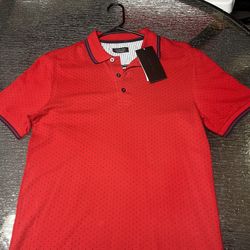 Zara Man Contrast Ribbed Shirt Red Small