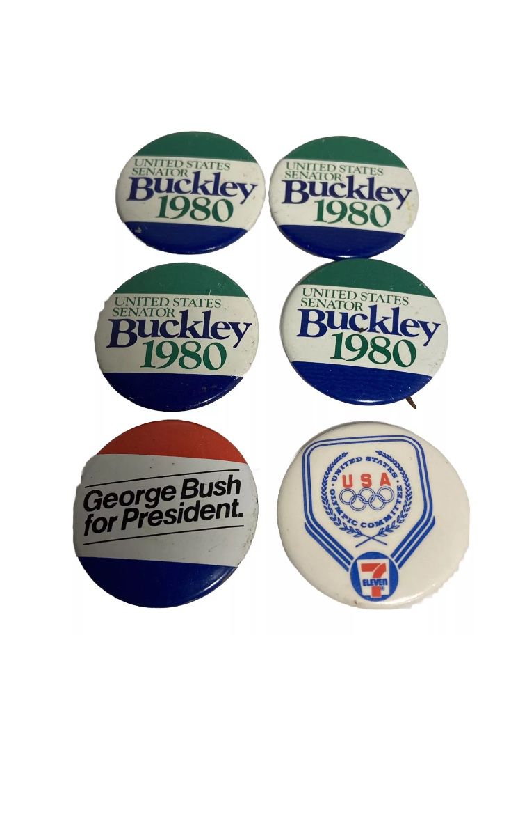 Vintage 1980 Political Pin LOT George Bush for President Buckley    USA OLYMPICS