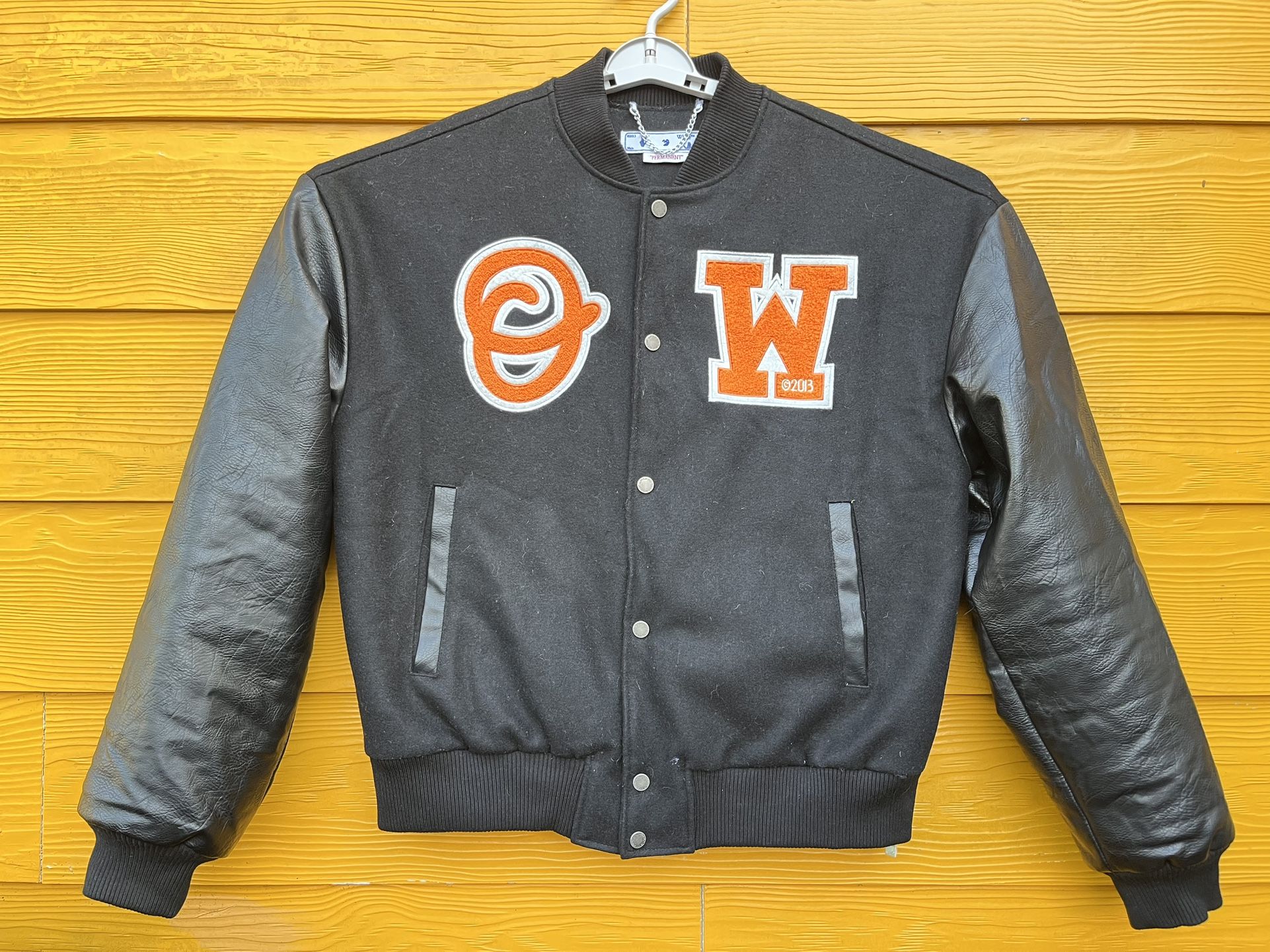Off-white varsity jacket black on black size large