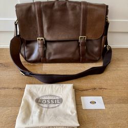 Fossil Leather Briefcase Messenger Bag (NEW)