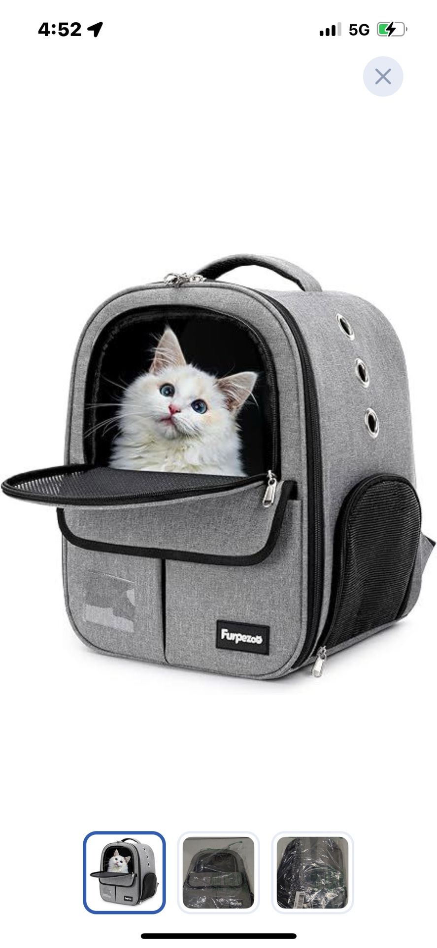 “New”Pet Backpack (grey)breathable Mesh(cats,dogs,etc. Up To 18 Lbs.)retail$59