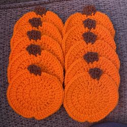 Crochet Pumpkin Coasters