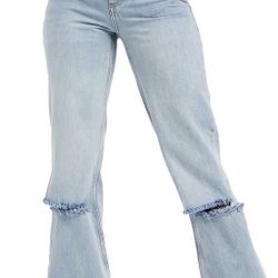 TopShop Ripped Straight Leg Dad Jeans - Sz 26 x 30