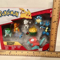 NEW Pokemon Battle Figure 8-Pack New Charmander, Squirtle , Lucario, Porygon,Bulbasaur,Zubat,Alolan Vulpix