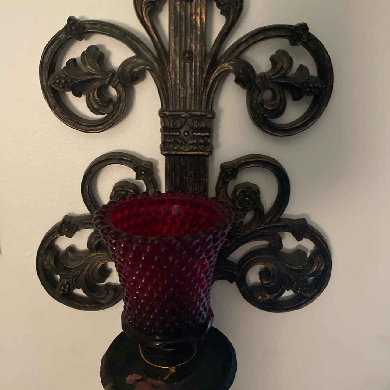 2 Red vintage AVON candle holders w/ rubber stoppers