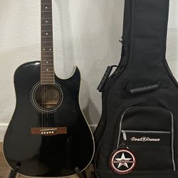 Fender Guitar Acoustic Electric W/ Case & Guitar Stand