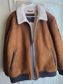 DKNY Men's Shearling Bomber Jacket 2XL