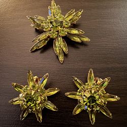 Vintage Judy LEE SIGNED BROOCH AND EARRINGS 