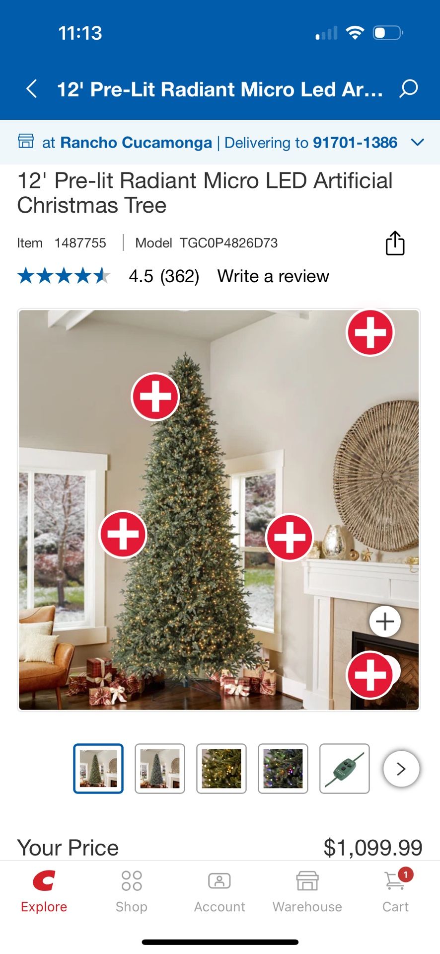 12' Pre-lit Radiant Micro LED Artificial Christmas Tree
