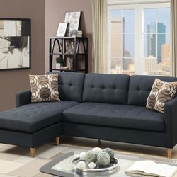 Brand New Black Compact Sectional Sofa (Pillows Included)