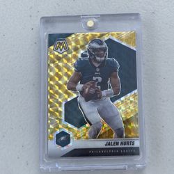 Jalen Hurts RARE GOLD REFRACTOR PRIZM MOSAIC SSP EAGLES MINT