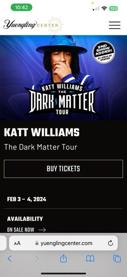 2 KATT WILLIAMS (Tampa) concert tickets