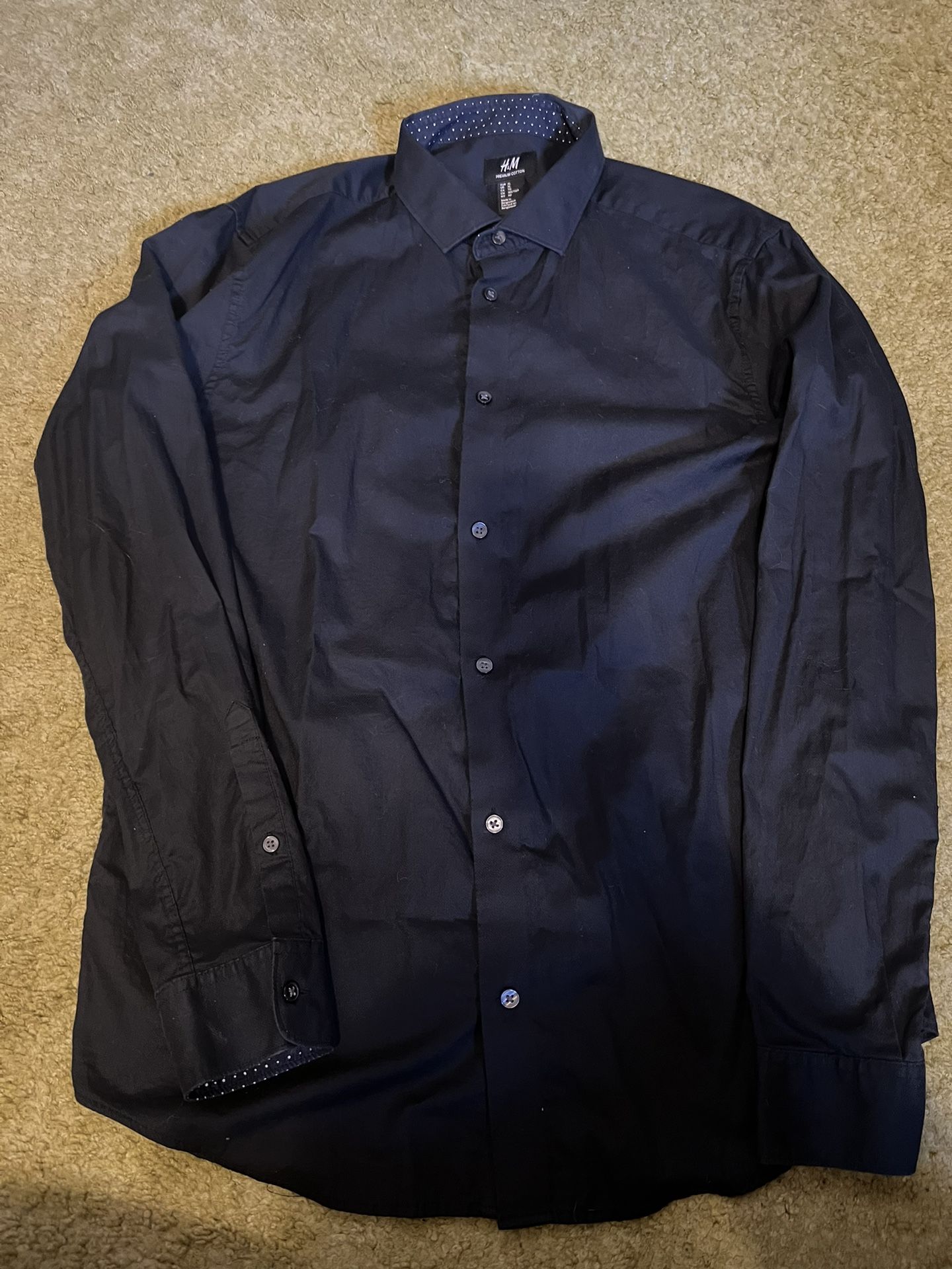 H&M premium cotton button up slim fit dress shirt XL