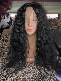 Lace front curly black wig