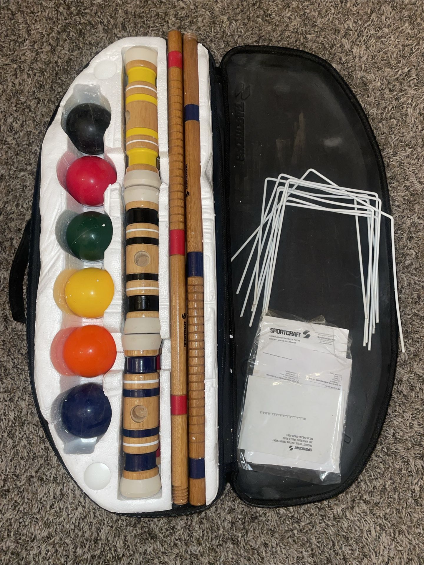 Vintage SPORTCRAFT 6-Player Wooden Croquet Set - Complete - See Images