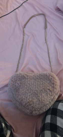 Fluffy Heart Purse with Chain Strap