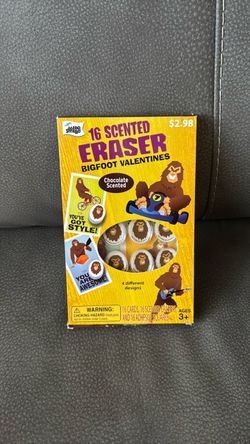 New Sealed Mello Smello Bigfoot Valentine Exchange 16 Scented Erasers