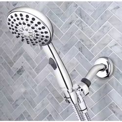 Easy Reach+ 6-Spray Wall Mount Handheld Shower Head with 8ft Hose and Flow Control 1.8 GPM in Chrome