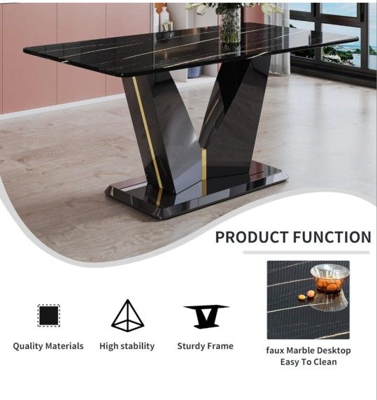 Elegant Faux Marble Dining Table