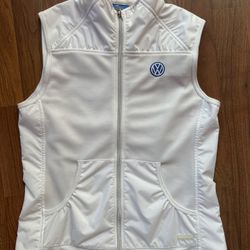 Womens Volkswagen VW Logo White Vest Charles River Apparel For Her Small EUC