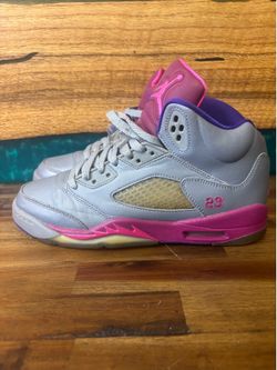 Jordan 5 RetroCement Gray/Pink  7y