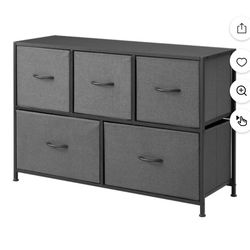 Grey/black Wooden Dresser 5 Space Storage
